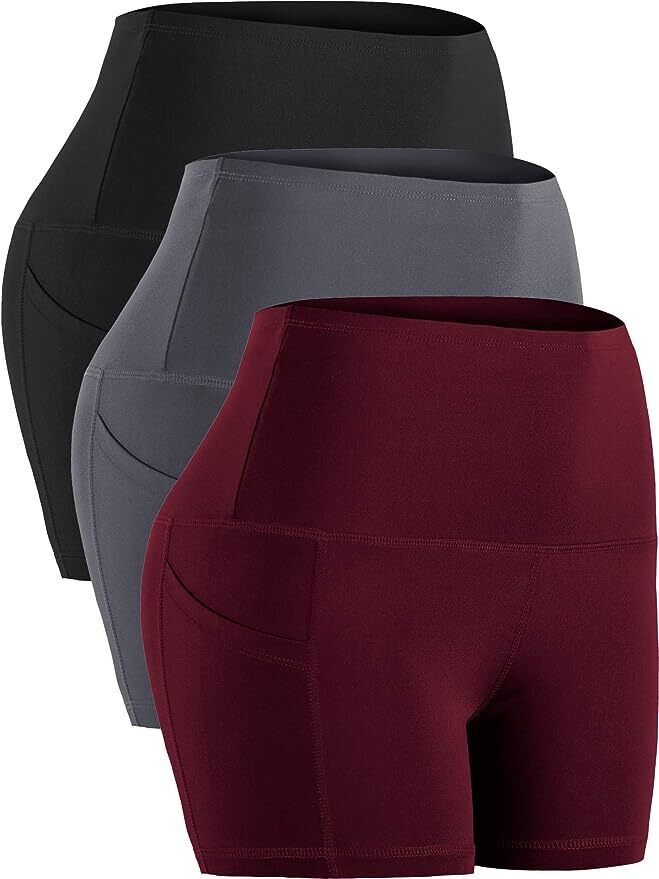 Womens Activewear Shorts XL - 3XL Elastic Stretch High Waist Support (3 Pack)