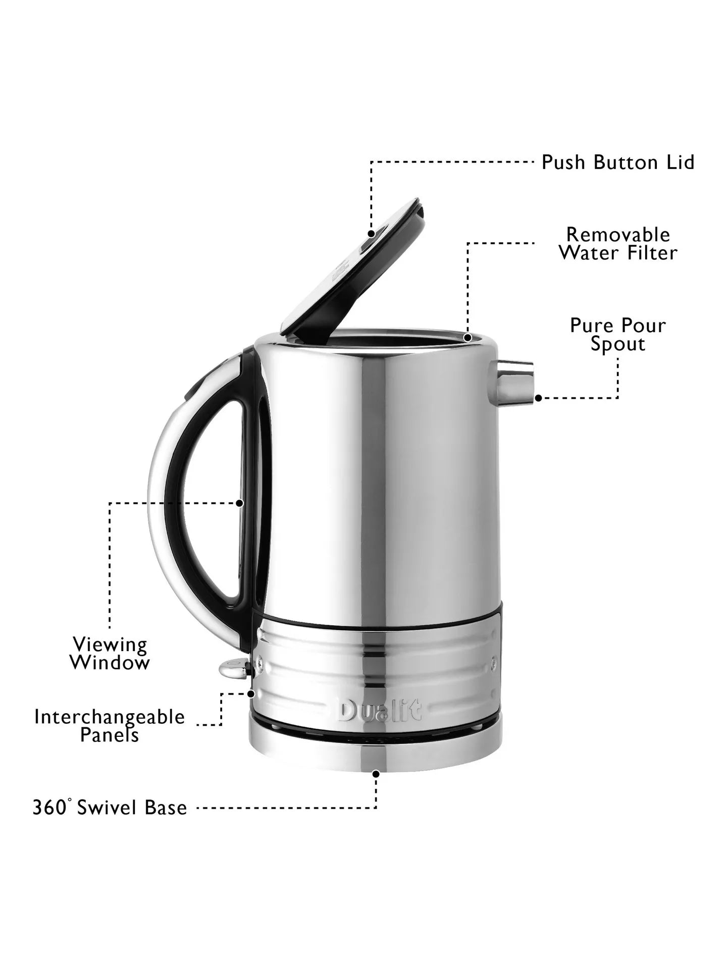 Dualit Architect Jug Kettle & 2 Slice Toaster Kitchen Set (Black).