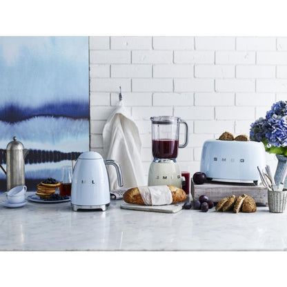 SMEG Retro Kettle & 4 Slice Toaster Matching Kitchen Set (Pastel Blue)