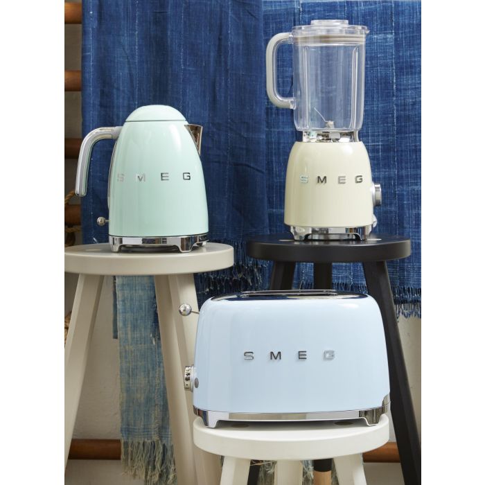 SMEG Retro Kettle & 4 Slice Toaster Matching Kitchen Set (Pastel Blue)