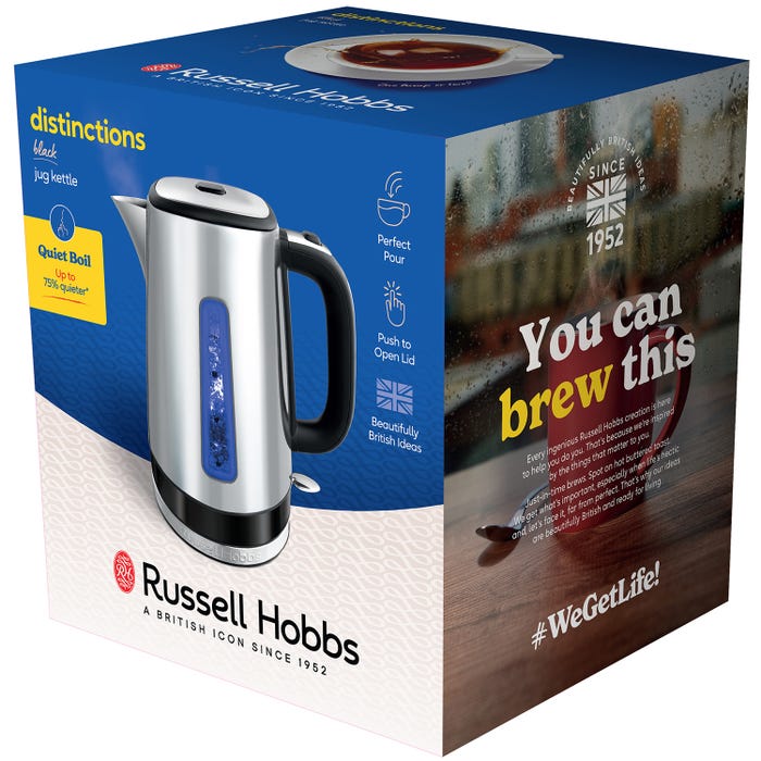 Russell Hobbs Distinctions Jug Kettle and Toaster Black