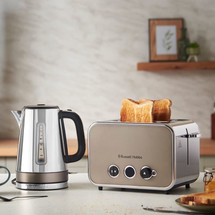 Russell Hobbs Distinctions Jug Kettle and Toaster Titanium
