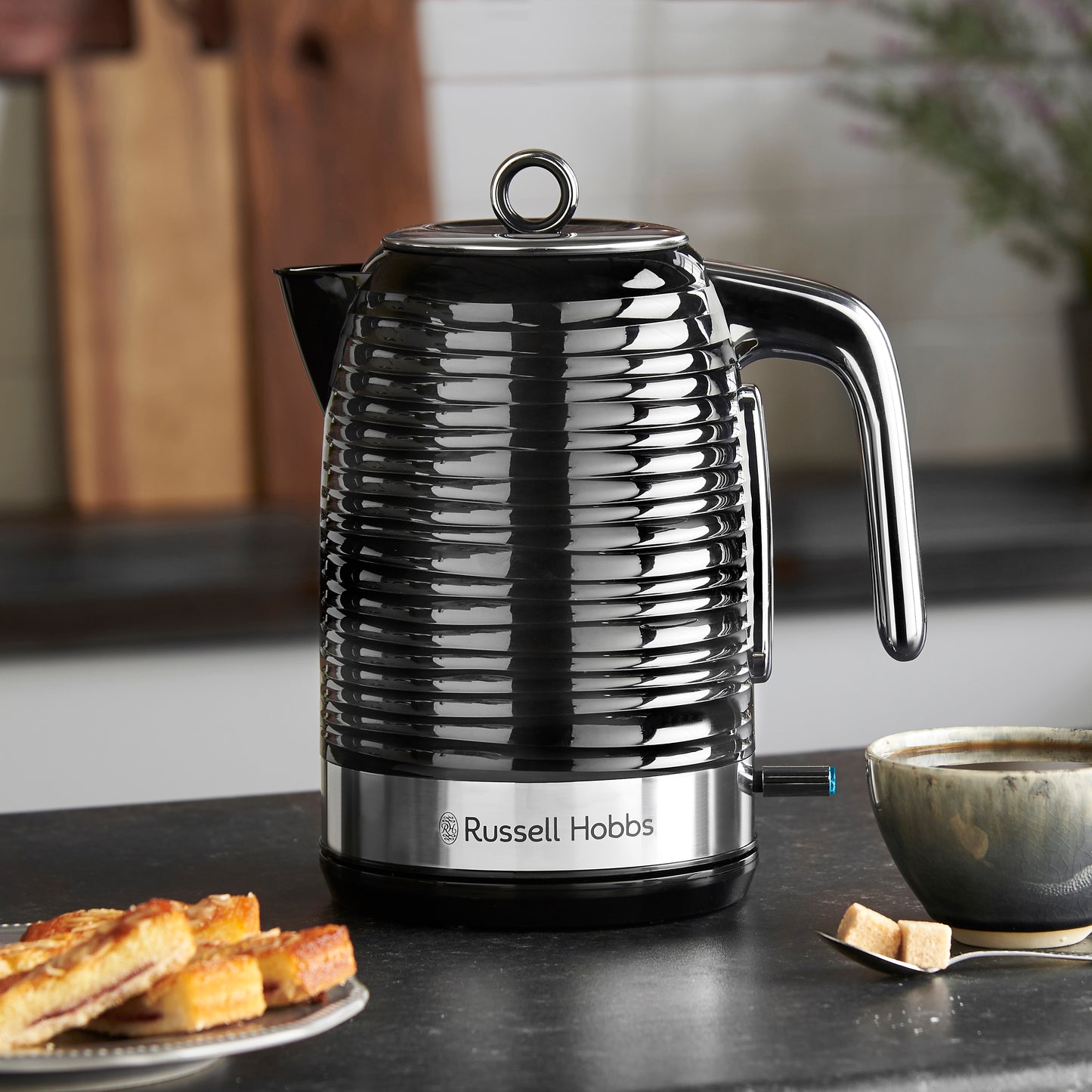 Russell Hobbs Inspire Kettle & 4 Slice Toaster Kitchen Set (Black)