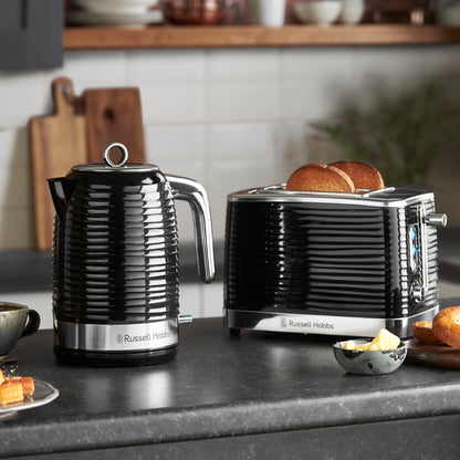 Russell Hobbs Inspire Kettle & 2 Slice Toaster Kitchen Set (Black)