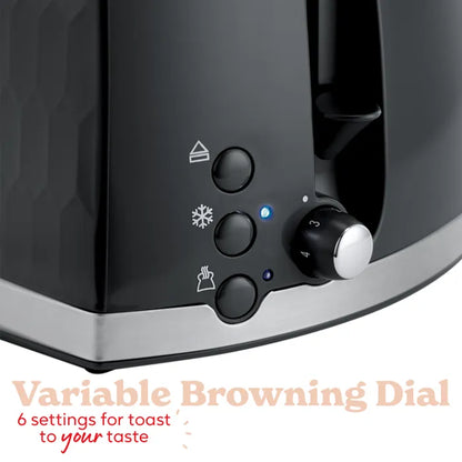 Russell Hobbs Honeycomb Kettle, 2 Slice Toaster & Manual Microwave Kitchen Set (Black)