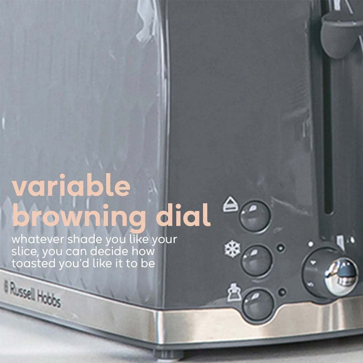 Russell Hobbs Honeycomb Kettle, 2 Slice Toaster & Manual Microwave Kitchen Set (Grey)