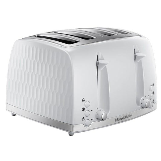Russell Hobbs Honeycomb 4 Slice Toaster 26070 (White) - Vibe Home