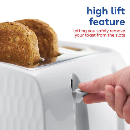 Russell Hobbs Honeycomb Kettle, 4 Slice Toaster & Manual Microwave Kitchen Set (White)