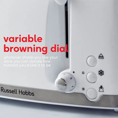 Russell Hobbs Honeycomb Kettle, 4 Slice Toaster & Manual Microwave Kitchen Set (White)
