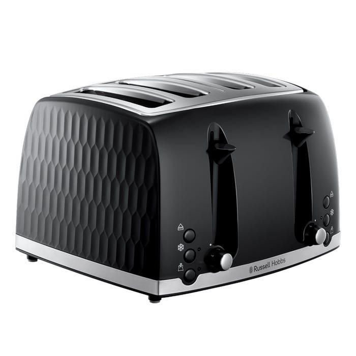 Russell Hobbs Honeycomb 4 Slice Toaster 26071 (Black) - Vibe Home