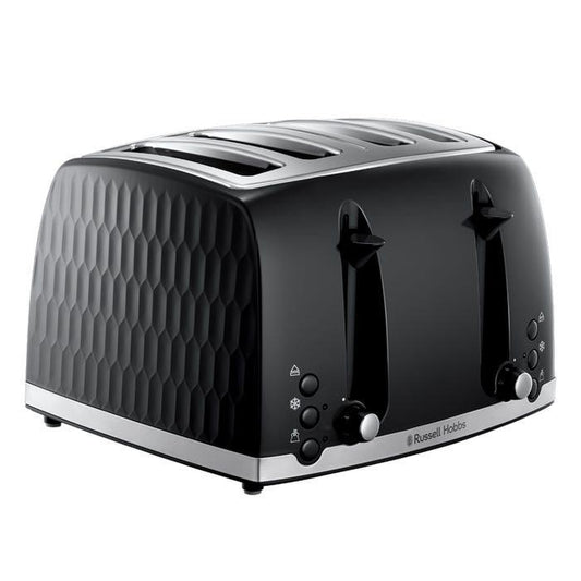 Russell Hobbs Honeycomb 4 Slice Toaster 26071 (Black) - Vibe Home
