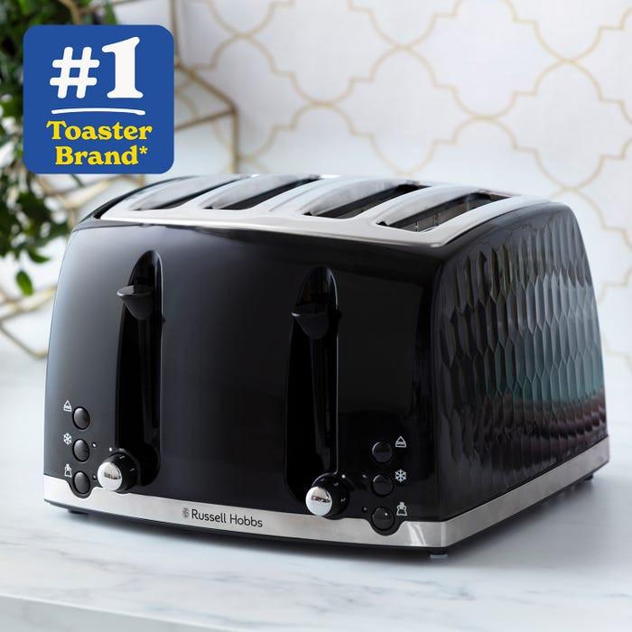 Russell Hobbs Honeycomb 4 Slice Toaster 26071 (Black) - Vibe Home