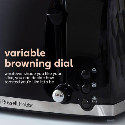 Russell Hobbs Honeycomb 4 Slice Toaster 26071 (Black) - Vibe Home