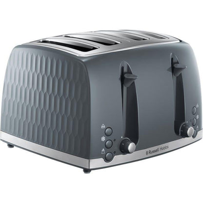 Russell Hobbs Honeycomb 4 Slice Toaster 26073 (Grey) - Vibe Home