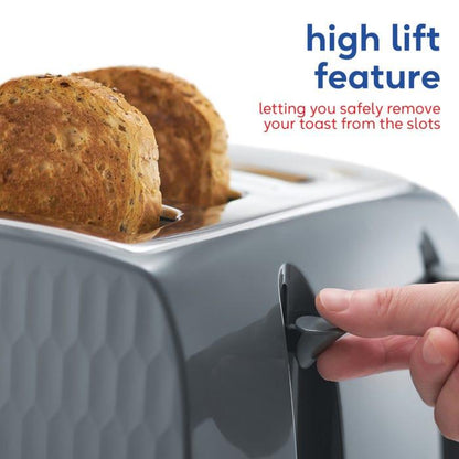 Russell Hobbs Honeycomb 4 Slice Toaster 26073 (Grey) - Vibe Home