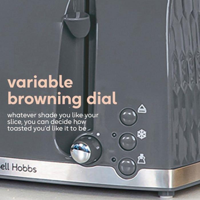 Russell Hobbs Honeycomb 4 Slice Toaster 26073 (Grey) - Vibe Home