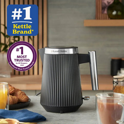 Russell Hobbs Bronte Kettle, 4 Slice Toaster & Digital Microwave Kitchen Set (Black)
