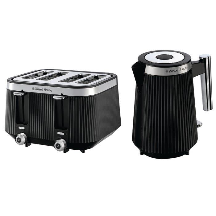 Russell Hobbs Bronte Jug Kettle & 4 Slice Toaster Kitchen Set (Matte Black) - Vibe Home