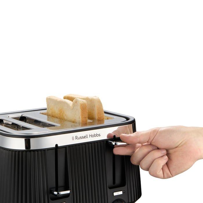 Russell Hobbs Bronte Jug Kettle & 4 Slice Toaster Kitchen Set (Matte Black) - Vibe Home