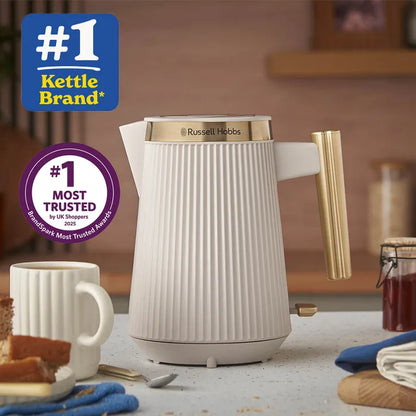 Russell Hobbs Bronte Kettle, 4 Slice Toaster & Manual Microwave Kitchen Set (Stone)