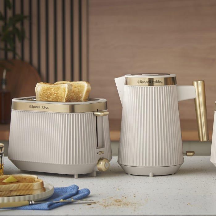 Russell Hobbs Bronte Jug Kettle & 2 Slice Toaster Kitchen Set (Stone) - Vibe Home