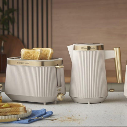 Russell Hobbs Bronte Jug Kettle & 2 Slice Toaster Kitchen Set (Stone) - Vibe Home