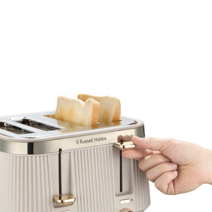 Russell Hobbs Bronte Jug Kettle & 4 Slice Toaster Kitchen Set (Stone) - Vibe Home