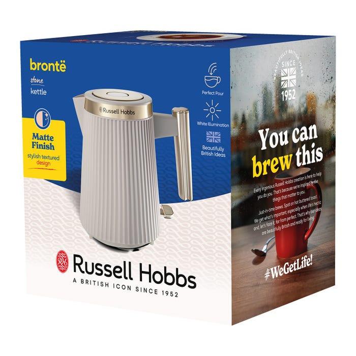 Russell Hobbs Bronte Jug Kettle & 4 Slice Toaster Kitchen Set (Stone) - Vibe Home