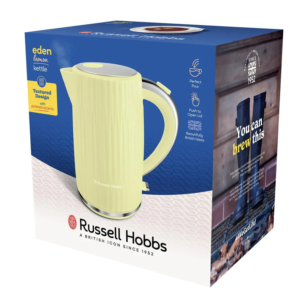 Russell Hobbs Eden Jug Kettle & 2 Slice Toaster Kitchen Set (Lemon) - Vibe Home