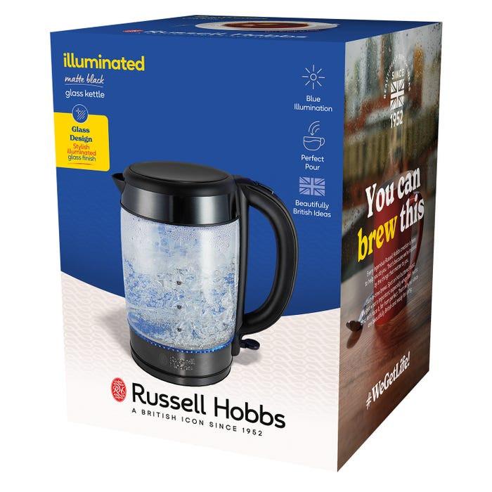 Russell Hobbs Illuminating Glass Kettle 27750 (Matte Black) - Vibe Home