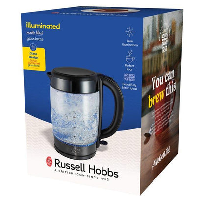Russell Hobbs Illuminating Glass Kettle 27750 (Matte Black) - Vibe Home