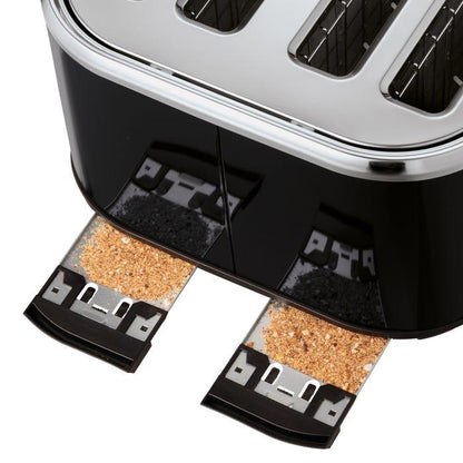 Russell Hobbs Stylevia Pyramid Kettle & 4 Slice Toaster Kitchen Set (Black) - Vibe Home