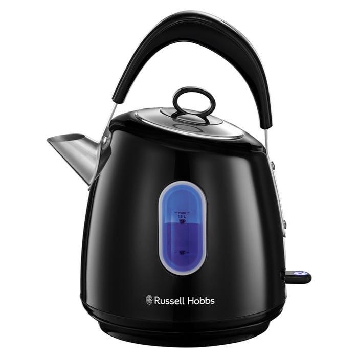 Russell Hobbs Stylevia Pyramid Kettle & 4 Slice Toaster Kitchen Set (Black) - Vibe Home