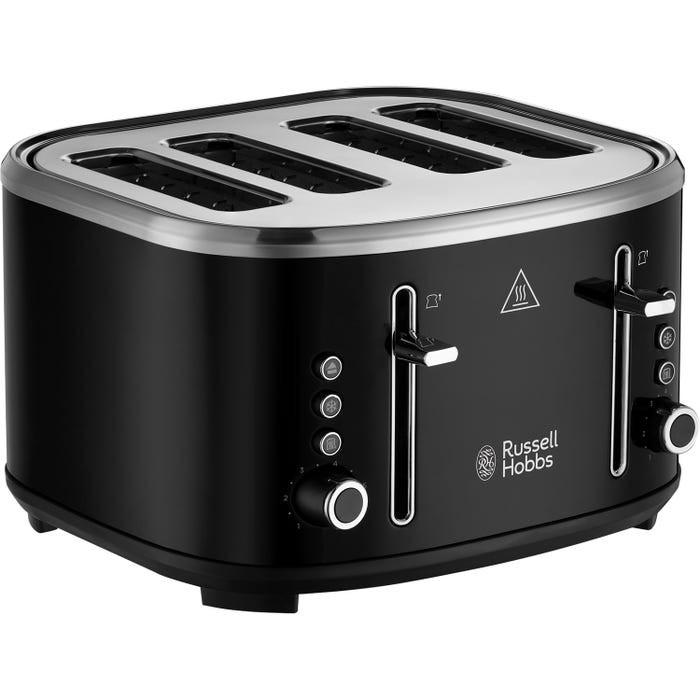 Russell Hobbs Stylevia Pyramid Kettle & 4 Slice Toaster Kitchen Set (Black) - Vibe Home