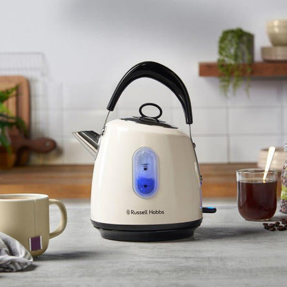 Russell Hobbs Stylevia Pyramid Kettle & 4 Slice Toaster Kitchen Set (Cream) - Vibe Home