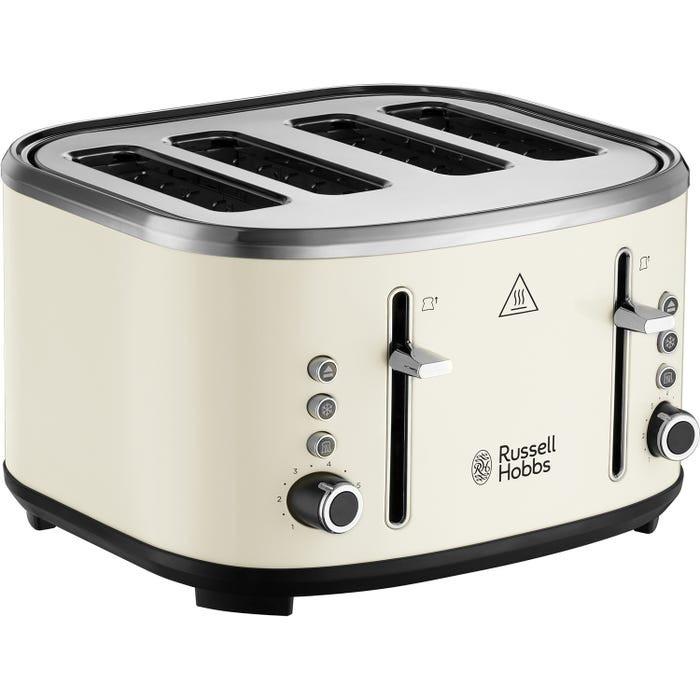 Russell Hobbs Stylevia Pyramid Kettle & 4 Slice Toaster Kitchen Set (Cream) - Vibe Home