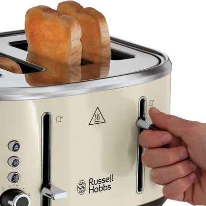 Russell Hobbs Stylevia Pyramid Kettle & 4 Slice Toaster Kitchen Set (Cream) - Vibe Home