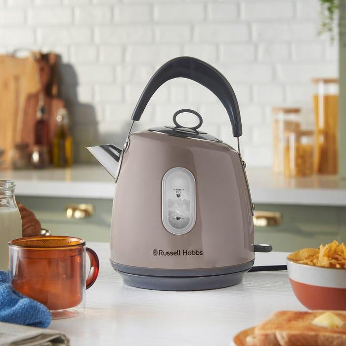 Russell Hobbs Stylevia Pyramid Kettle & 4 Slice Toaster Kitchen Set (Mocha) - Vibe Home