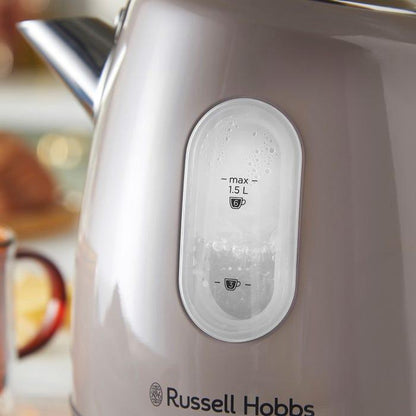 Russell Hobbs Stylevia Pyramid Kettle & 4 Slice Toaster Kitchen Set (Mocha) - Vibe Home