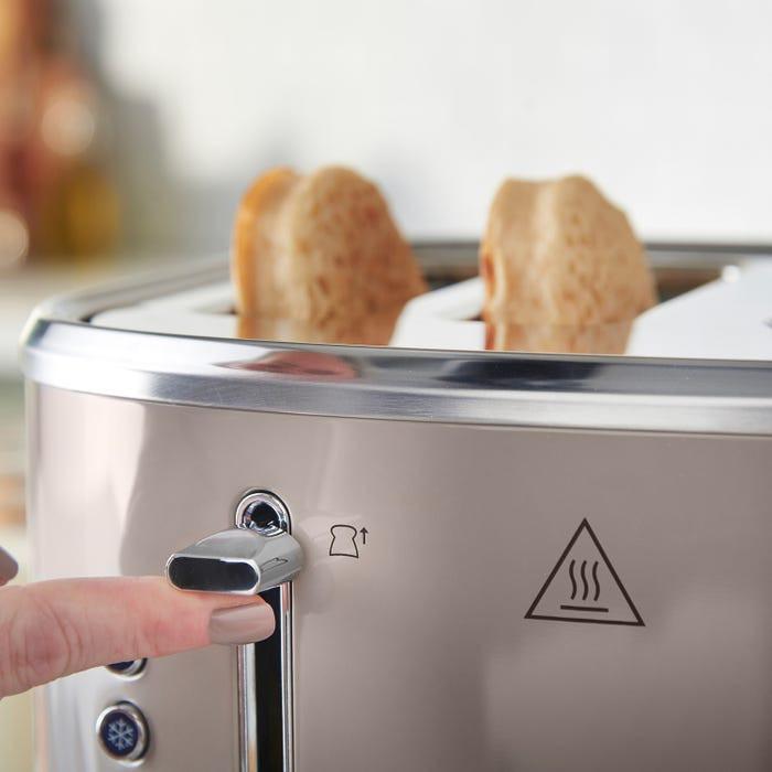 Russell Hobbs Stylevia Pyramid Kettle & 4 Slice Toaster Kitchen Set (Mocha) - Vibe Home