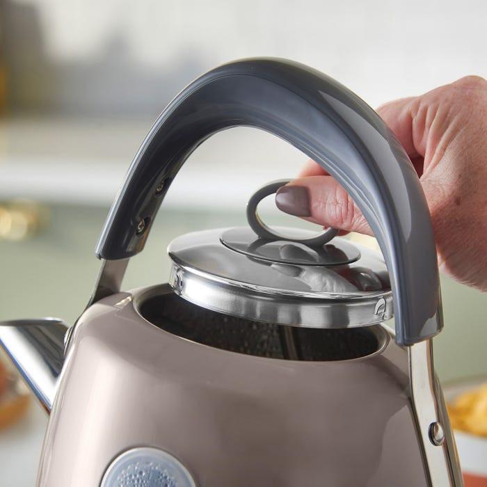 Russell Hobbs Stylevia Pyramid Kettle & 4 Slice Toaster Kitchen Set (Mocha) - Vibe Home