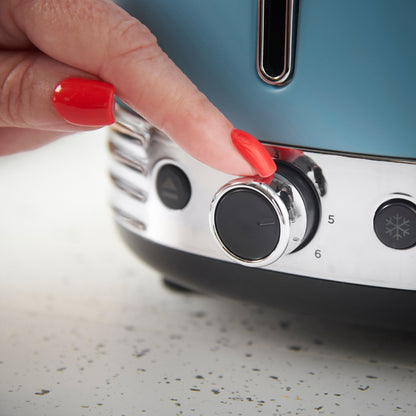 Russell Hobbs Hanley Kettle, 2 Slice Toaster & Digital Microwave Kitchen Set (Retro Blue)