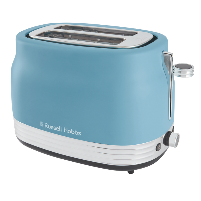 Russell Hobbs Hanley Kettle, 2 Slice Toaster & Digital Microwave Kitchen Set (Retro Blue)