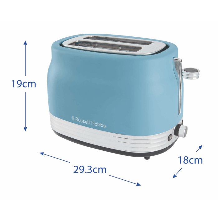 Russell Hobbs Hanley Kettle, 2 Slice Toaster & Digital Microwave Kitchen Set (Retro Blue)