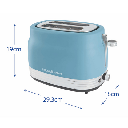 Russell Hobbs Hanley Kettle, 2 Slice Toaster & Digital Microwave Kitchen Set (Retro Blue)