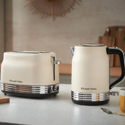 Russell Hobbs Hanley Kettle, 2 Slice Toaster & Digital Microwave Kitchen Set (Jasmine)