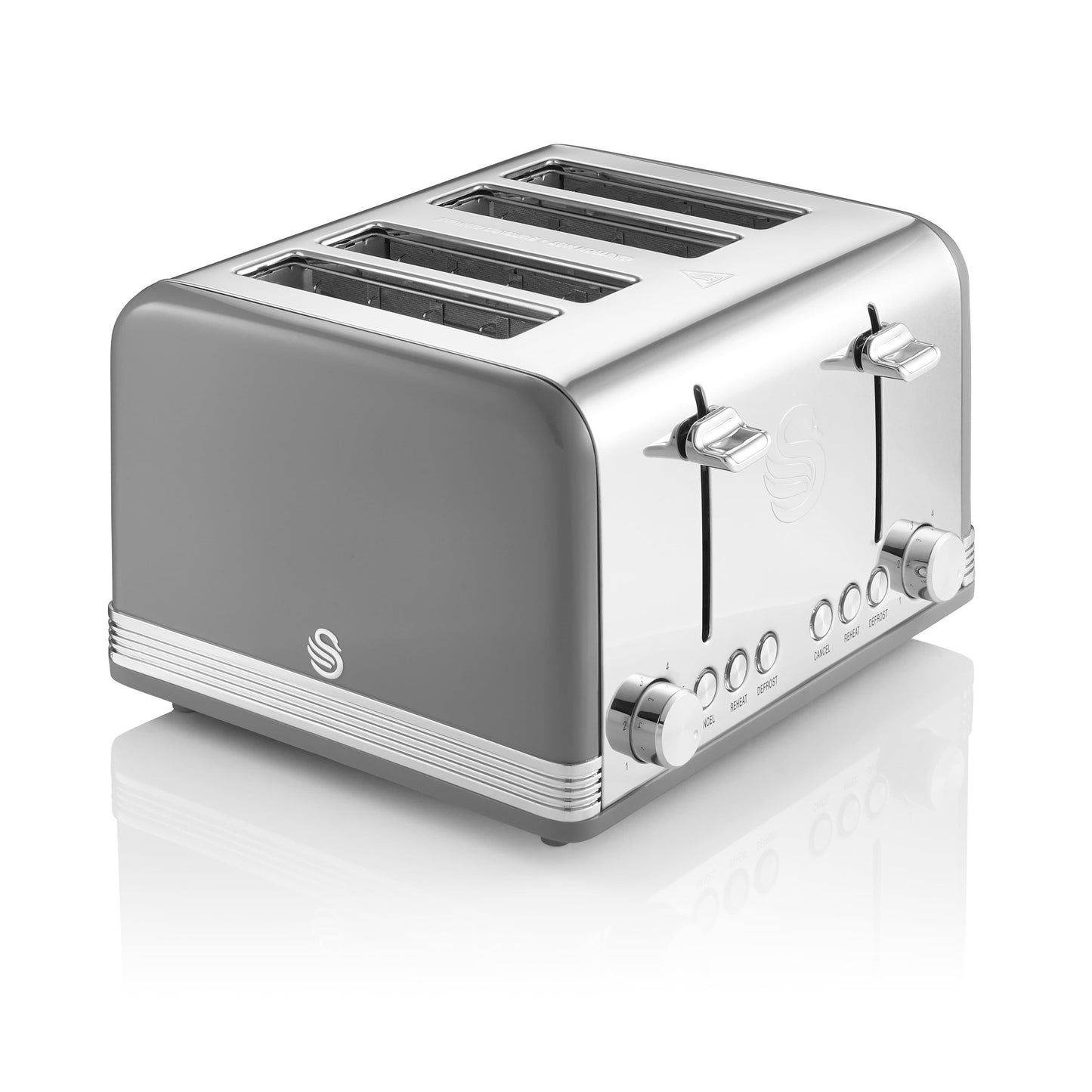 Swan Retro Jug Kettle & 4 Slice Toaster Kitchen Set (Grey)