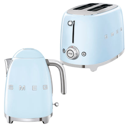 SMEG Blue Kettle and Toaster Pastel Edition Kitchen Set