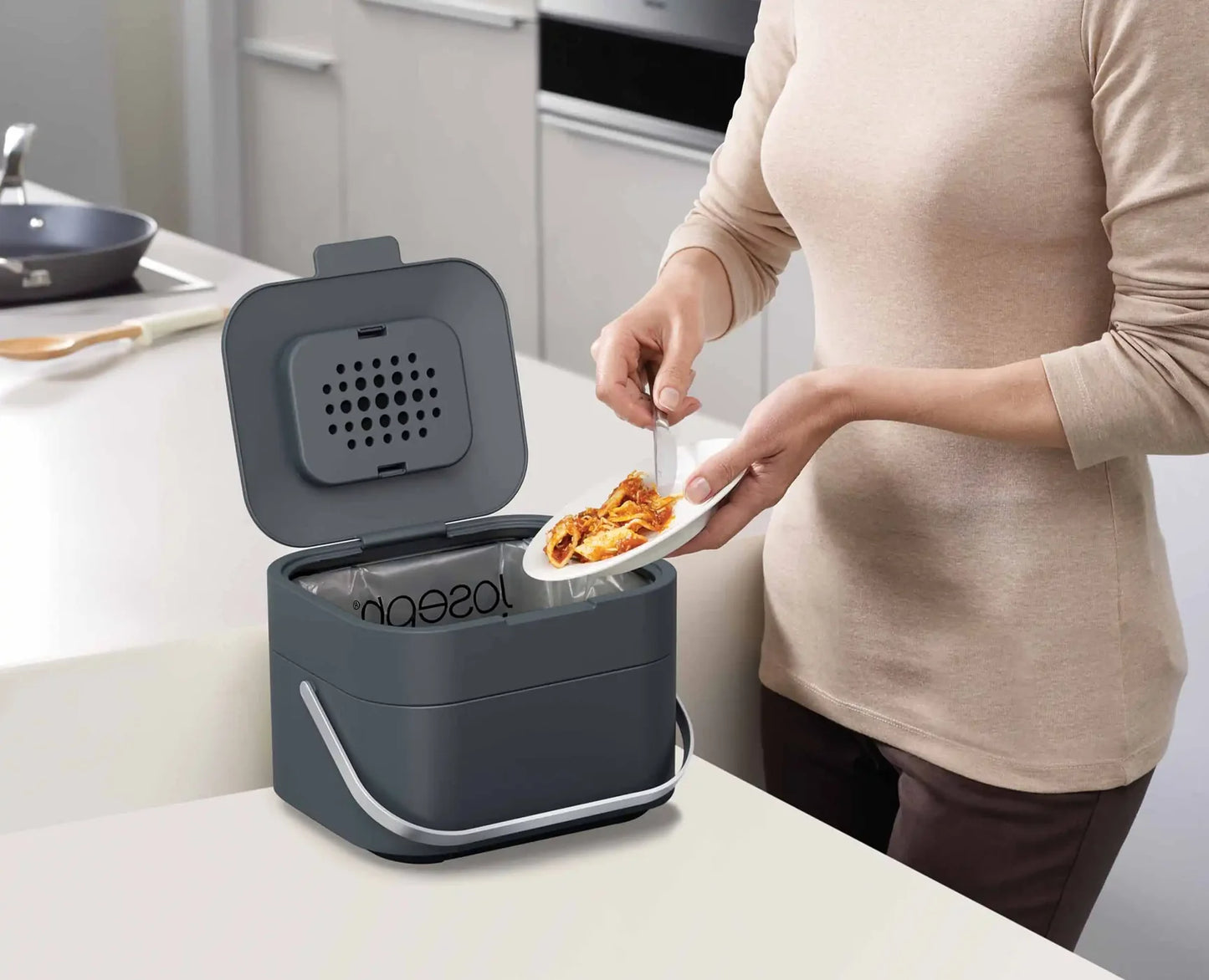 Joseph Joseph Intelligent Waste Stack 4 Food Waste Compost Caddy Bin (Graphite)