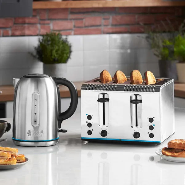 Russell Hobbs Buckingham Kettle & 4 Slice Toaster Kitchen Set (Stainless Steel)